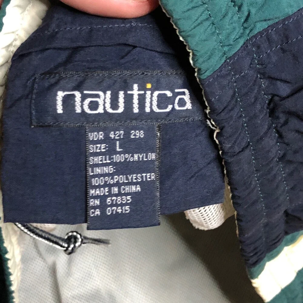 Nautica Swim‎ Short Mens Large GreenSwim Trunks Netting Drawstring Polyester
